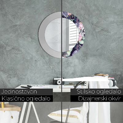 Espelho redondo decorativo Aves garças