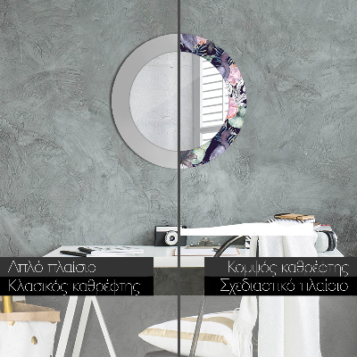 Espelho redondo decorativo Aves garças