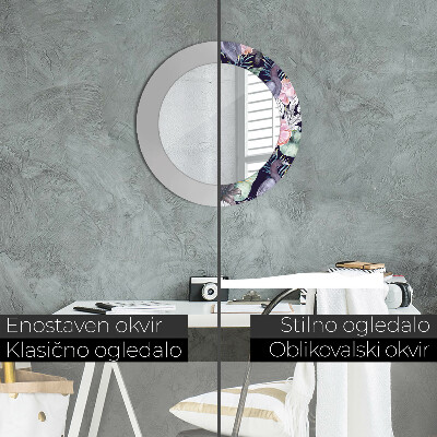 Espelho redondo decorativo Aves garças