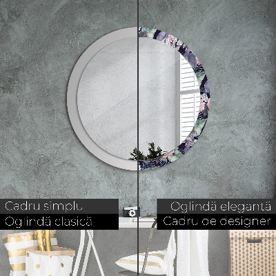 Espelho redondo decorativo Aves garças