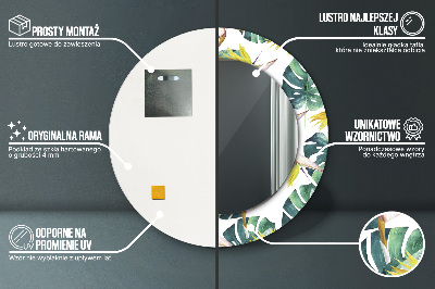 Espelho redondo decorativo Folhas tropicais