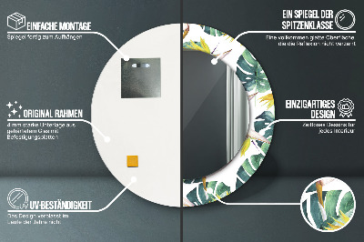 Espelho redondo decorativo Folhas tropicais