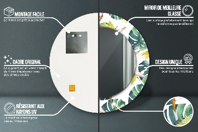 Espelho redondo decorativo Folhas tropicais