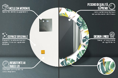 Espelho redondo decorativo Folhas tropicais