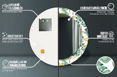 Espelho redondo decorativo Folhas tropicais