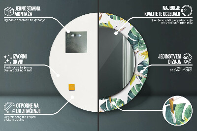 Espelho redondo decorativo Folhas tropicais