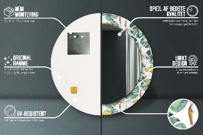 Espelho redondo decorativo Folhas tropicais