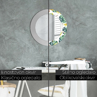Espelho redondo decorativo Folhas tropicais