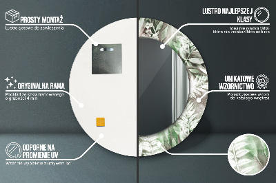 Espelho redondo decorativo Folhas em aquarela