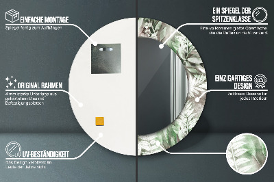 Espelho redondo decorativo Folhas em aquarela