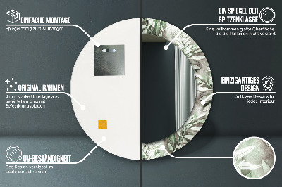 Espelho redondo decorativo Folhas em aquarela