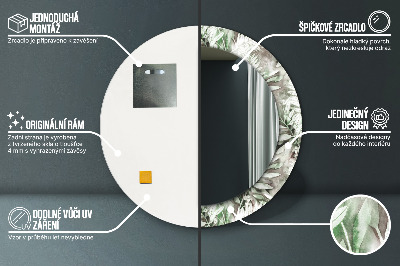 Espelho redondo decorativo Folhas em aquarela