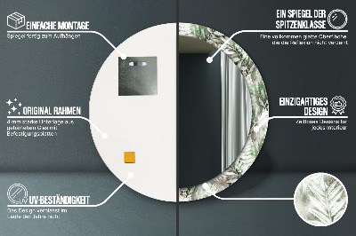 Espelho redondo decorativo Folhas em aquarela