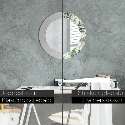 Espelho redondo decorativo Folhas em aquarela
