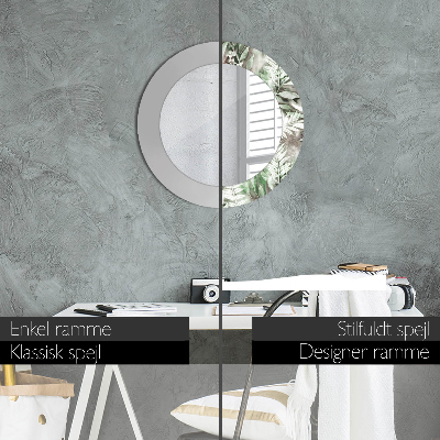 Espelho redondo decorativo Folhas em aquarela