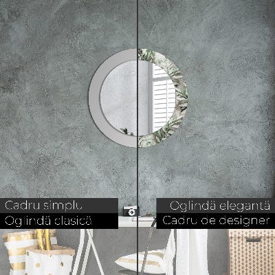 Espelho redondo decorativo Folhas em aquarela