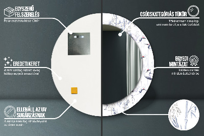 Espelho decorativo redondo Pássaros guindastes