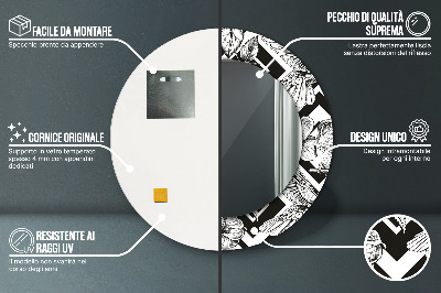 Espelho redondo decorativo Beija-flores