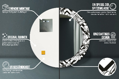 Espelho redondo decorativo Beija-flores