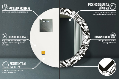 Espelho redondo decorativo Beija-flores