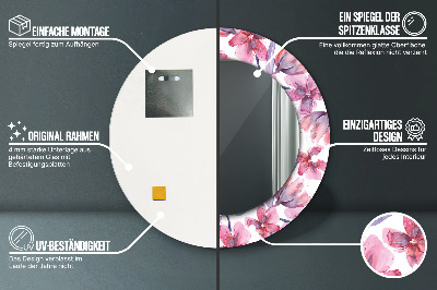 Espelho redondo decorativo Flores em aquarela