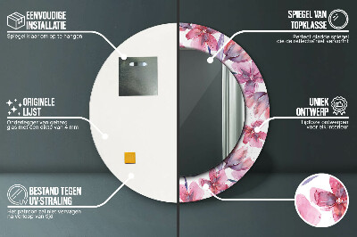 Espelho redondo decorativo Flores em aquarela