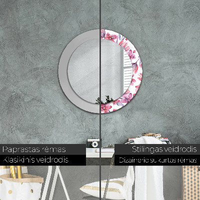 Espelho redondo decorativo Flores em aquarela