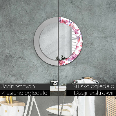 Espelho redondo decorativo Flores em aquarela