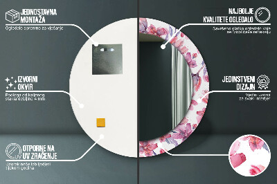 Espelho redondo decorativo Flores em aquarela