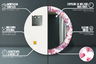 Espelho redondo decorativo Flores em aquarela