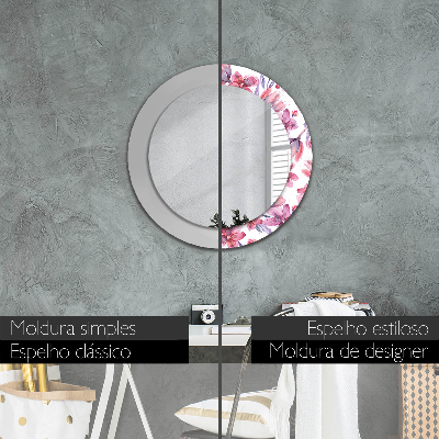 Espelho redondo decorativo Flores em aquarela