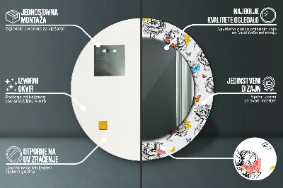 Espelho redondo decorativo Borboleta