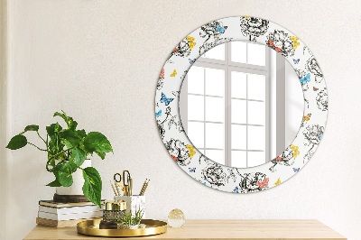 Espelho redondo decorativo Borboleta