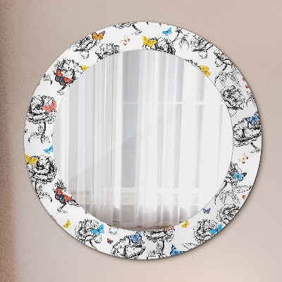 Espelho redondo decorativo Borboleta