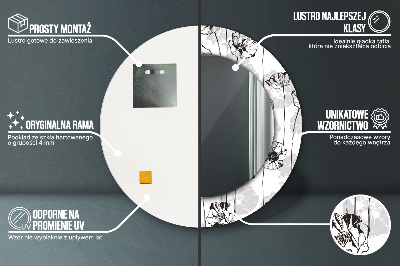 Espelho decorativo redondo Flores de papoula