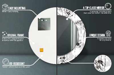 Espelho decorativo redondo Flores de papoula