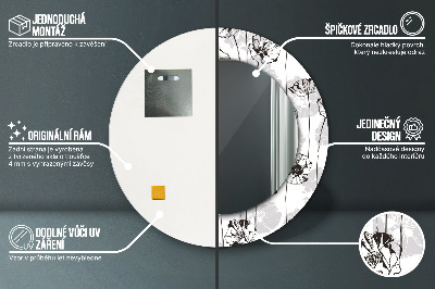 Espelho decorativo redondo Flores de papoula