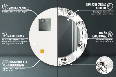 Espelho decorativo redondo Flores de papoula