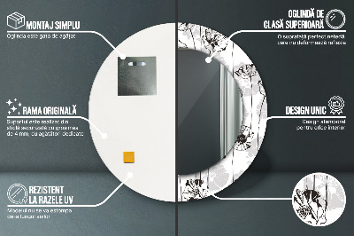 Espelho decorativo redondo Flores de papoula