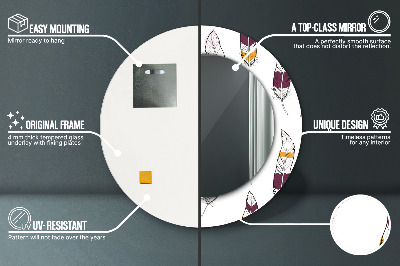 Espelho decorativo redondo penas