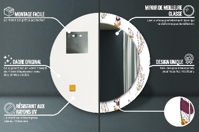 Espelho decorativo redondo penas