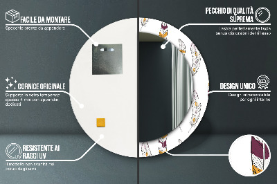 Espelho decorativo redondo penas