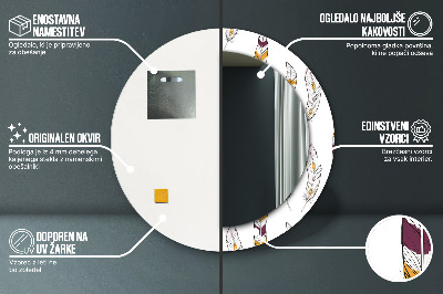 Espelho decorativo redondo penas