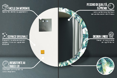 Espelho decorativo redondo Folhas