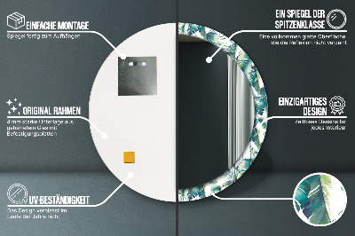 Espelho decorativo redondo Folhas