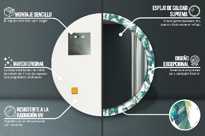 Espelho decorativo redondo Folhas