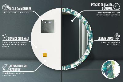 Espelho decorativo redondo Folhas