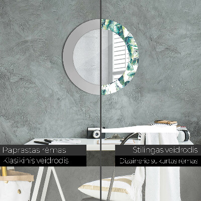 Espelho decorativo redondo Folhas