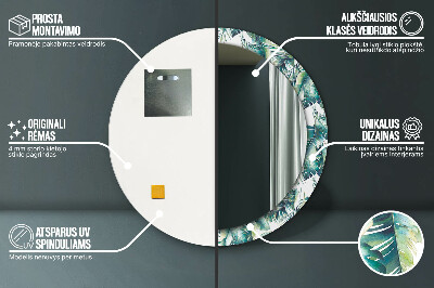 Espelho decorativo redondo Folhas