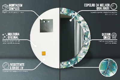 Espelho decorativo redondo Folhas